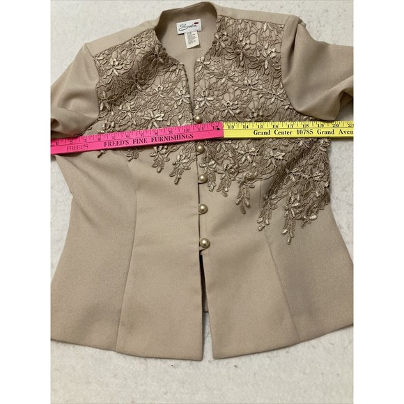 Special Occasion Skirt Suit Serbia Beige SZ 10P Lace Poly Crepe Poly - Picture 9 of 12